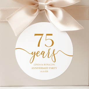 Eleganter Champagner 75. Hochzeitstag Runder Aufkleber