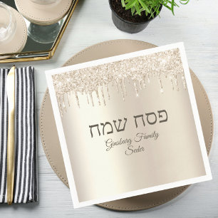 Eleganter Champagner Dripping Pesach Sameach Pessa Serviette