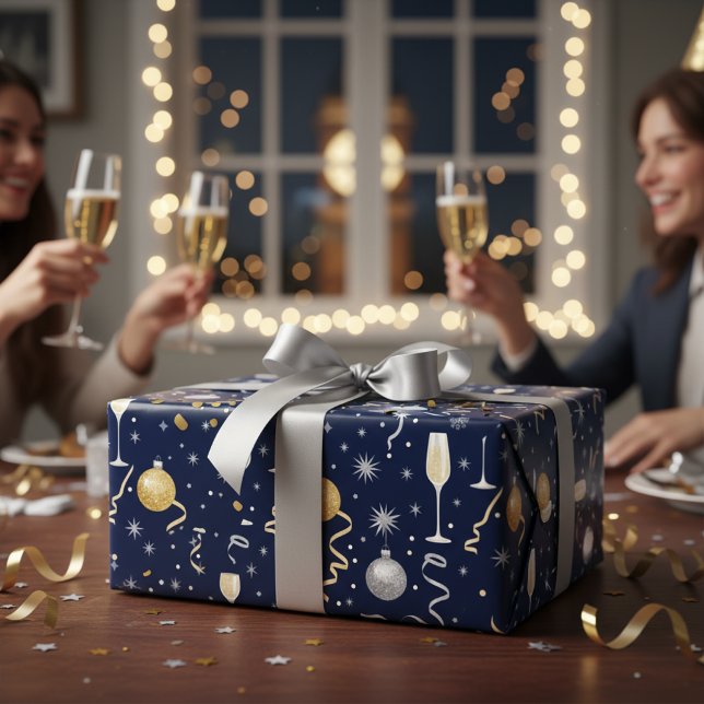 Eleganter Champagner & Glanz zum Neuen Jahr Geschenkpapier (Von Creator hochgeladen)