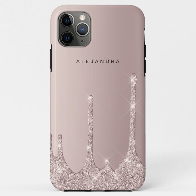 Eleganter Champagner-Glitzer-Tropfen Case-Mate iPhone Hülle (Rückseite)