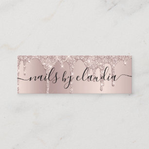 Eleganter Champagner-Glitzer-Tropfen Mini Visitenkarte