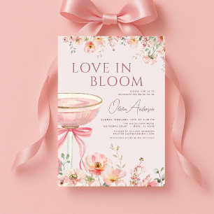 Eleganter Champagner-Rosa-Blumen-Junggesellinnen-A Einladung