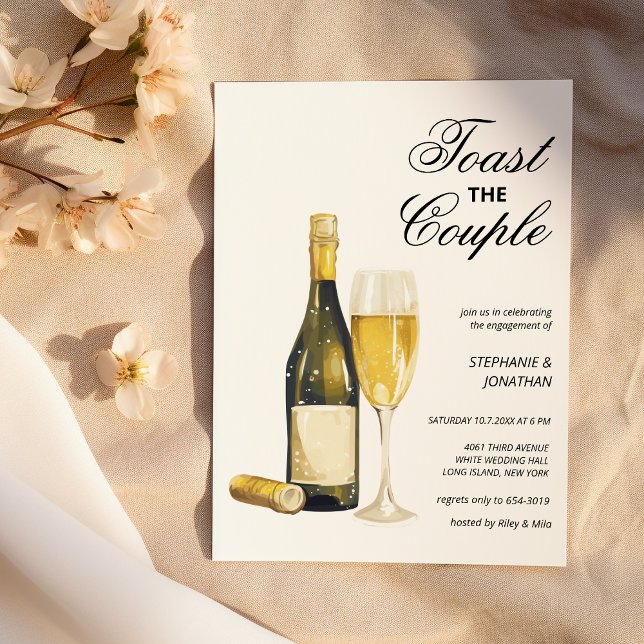 Eleganter Champagner toast das Paar Verlobung Einladung (Elegant champagne toast the couple Engagement )