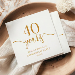 Eleganter Champagner zum 40. Hochzeitstag Serviette