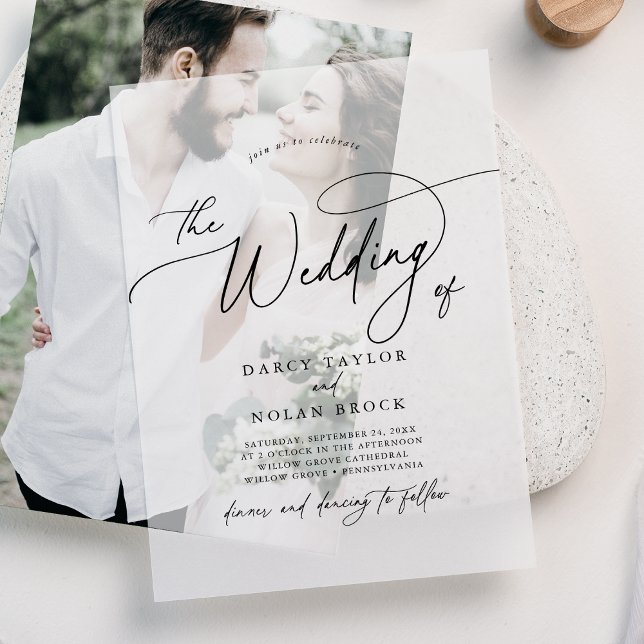 Eleganter Charm Black Simple Boho Moderne Hochzeit (Elegant Charm Black Simple Boho Modern Wedding Vellum Invitations)