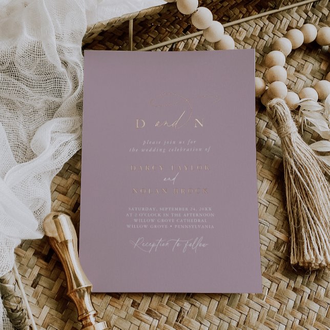 Eleganter Charm Rosa Rose Folieneinladung (Elegant Charm Pink Rose Gold Foil Wedding Invite)