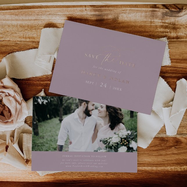 Eleganter Charm Rosa Rose Golden Foil Save the Dat Folieneinladung (Elegant Charm Pink Rose Gold Foil Save the Date Foil Invitation)