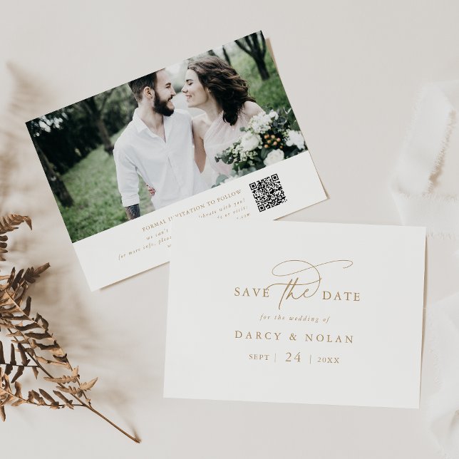 Eleganter Charm White und Gold Hochzeit retten das Save The Date (Elegant Charm White and Gold Wedding Save The Date)