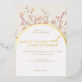 Eleganter Charm Wild Blume Arch Wedding Gold Folieneinladung