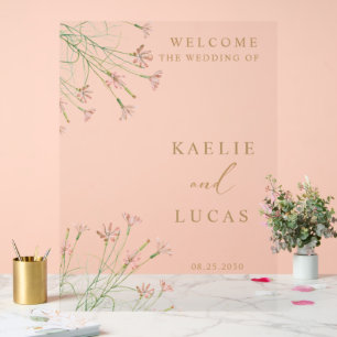 Eleganter Charm Wild Blume Wedding Willkommen Acrylschild