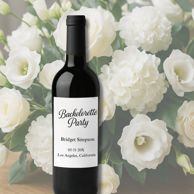 Eleganter Charm Zeitloser Junggeselinnen-Abschied Weinetikett (Von Creator hochgeladen)