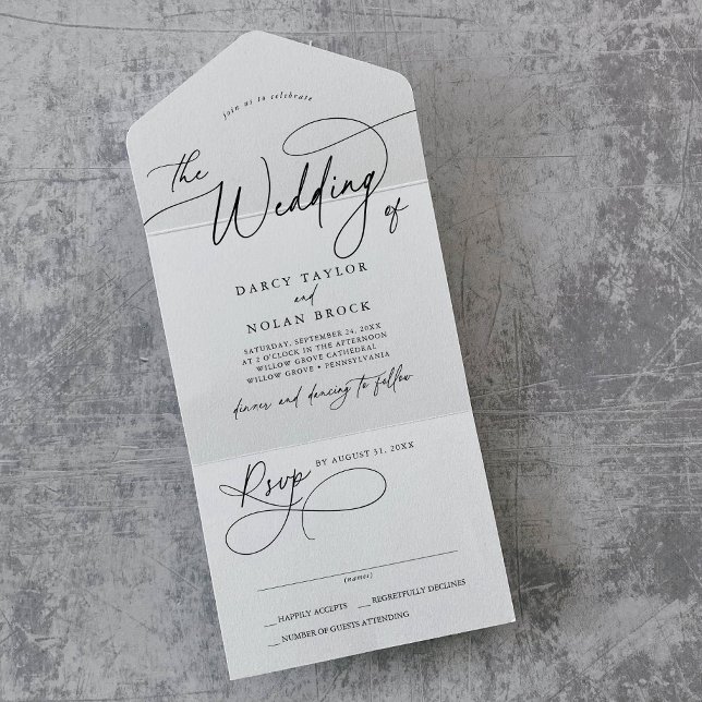 Eleganter Charme in einer Hochzeitsfeier UAWG All In One Einladung (Elegant Charm All In One Wedding Invitations RSVP)