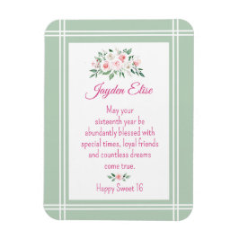 Eleganter Charme. Personalisiert Sweet 16-Karten-M Magnet