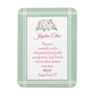 Eleganter Charme. Personalisiert Sweet 16-Karten-M Magnet