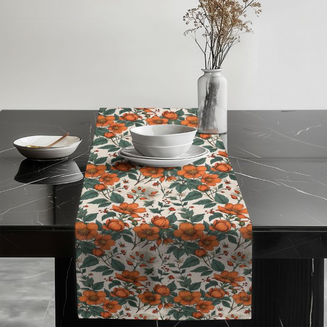 Eleganter Charming Fall Geflorter Warmer Speisesaa Großer Tischläufer (Elegant Charming Fall Floral Warm Dining Space Long Table Runner)