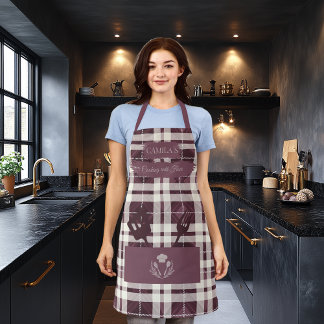 Eleganter Checkered Kariert in Burgundy Kochtools Schürze