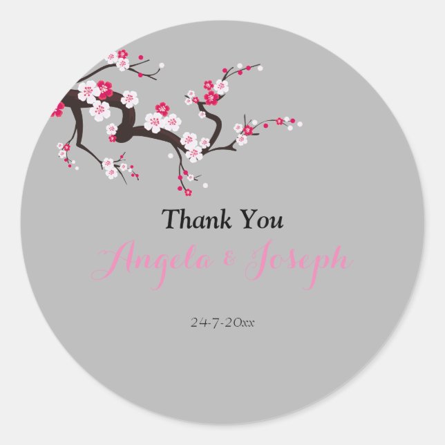 Eleganter Cherry Blossom Rosa Rundaufkleber Runder Aufkleber (Vorderseite)