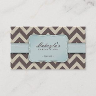 Eleganter Chevron moderner Braun-, Blau- und Beige Visitenkarte