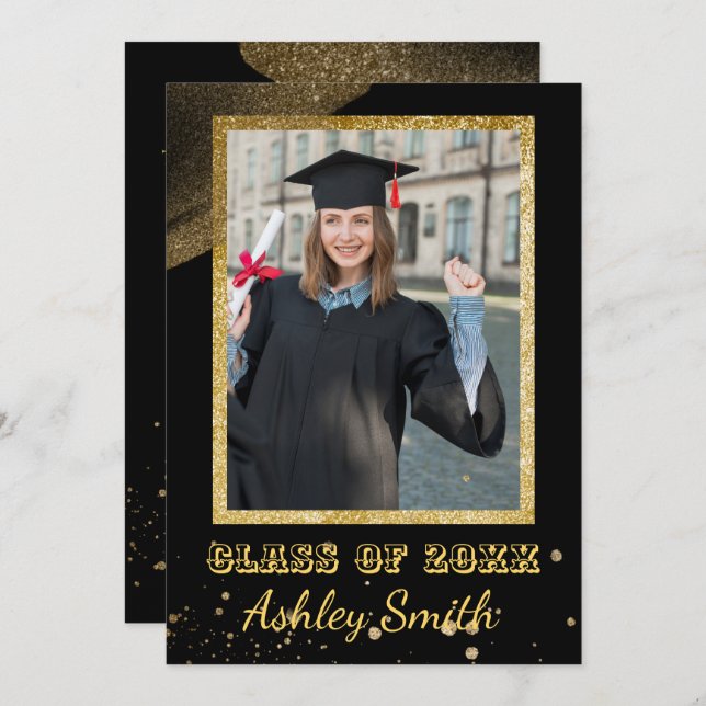 Eleganter Chic Abschluss Einladung (Vorne/Hinten)