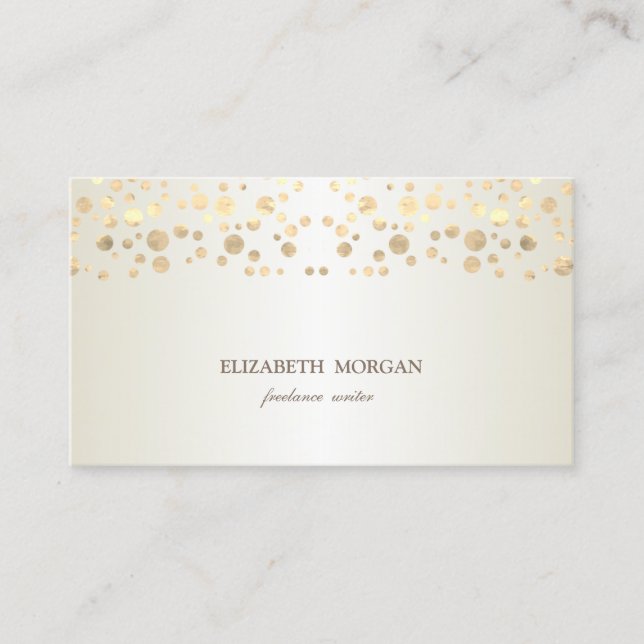 Eleganter Chic Anspruchsvoller Gold Confetti Visitenkarte (Vorderseite)