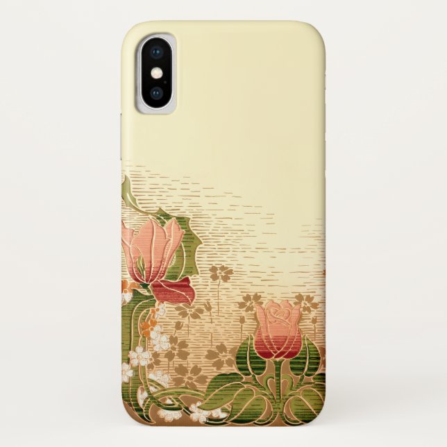 Eleganter Chic Art Nouveau Floral Case-Mate iPhone Hülle (Rückseite)