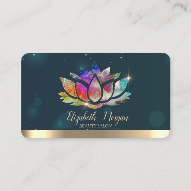 Eleganter Chic Beruflich Colorful Lotus Visitenkarte (Vorderseite)