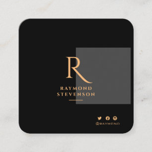 Eleganter Chic Beruflich Gold Mit Monogramm Busine Quadratische Visitenkarte