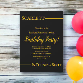 Eleganter Chic Black and Gold Luxus 60. Geburtstag Einladung