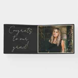 Eleganter Chic Black Foto Glückwunsch zu Our Grad Banner