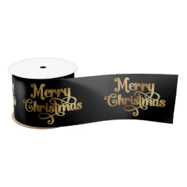 Eleganter Chic Black Gold Frohe Weihnachtswrapping Satinband