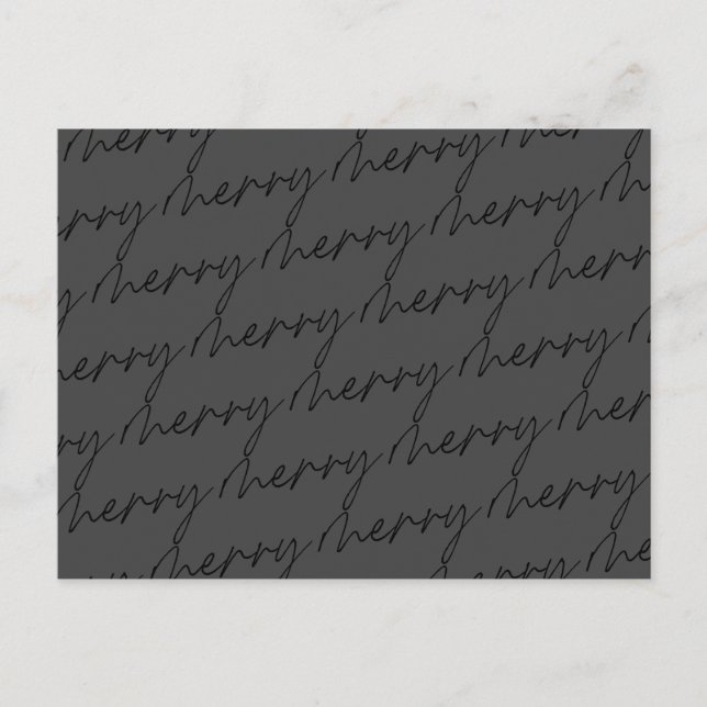 Eleganter Chic Black Gray Merry Script Holiday Postkarte (Vorderseite)