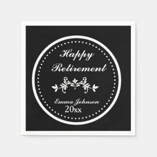 Eleganter Chic Black & White Happy Pension Serviette