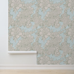 Eleganter Chic Blaßblaue Salbeirosen- und Dahlienm Tapete