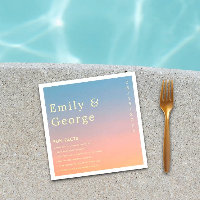 Eleganter Chic Blue Orange Moderne Fun Fakten Hoch Serviette (Von Creator hochgeladen)