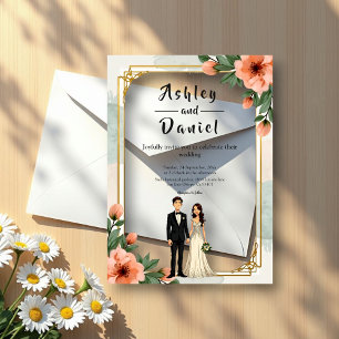 Eleganter Chic Blumen Bridge and Groom Wedding Acryleinladungen