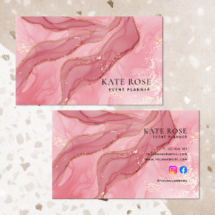 Eleganter Chic Blush Pink Gold Glitzer Wasserfarbe Visitenkarte