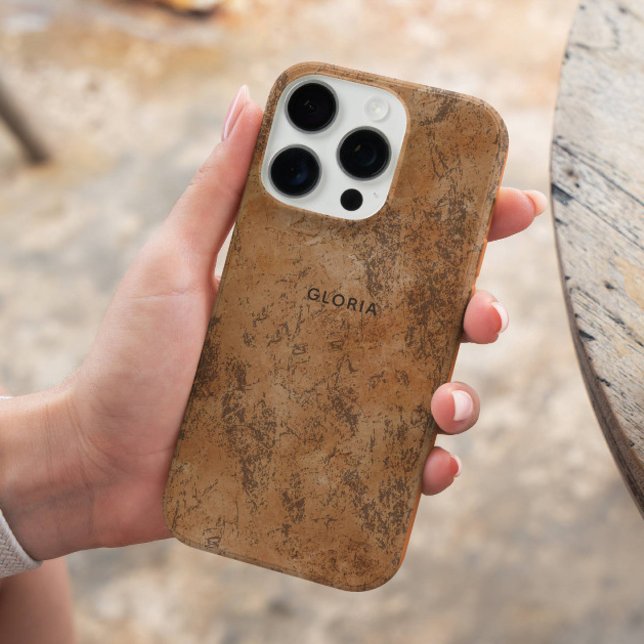 Eleganter Chic Brown Grunge Texture Individuelle N Case-Mate iPhone Hülle (Von Creator hochgeladen)