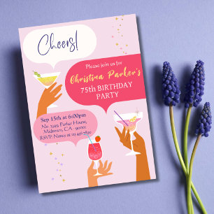 Eleganter Chic Cocktail zum Thema 75. Geburtstag Einladung