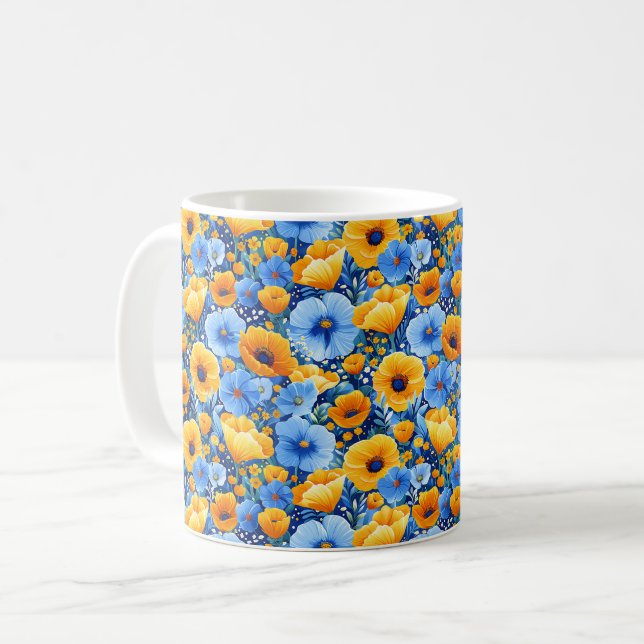 Eleganter Chic Colorful Stilvoll Moderne Blume Kaffeetasse (Vorderseite Links)