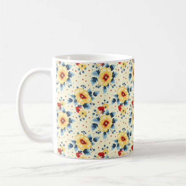Eleganter Chic Colorful Stilvoll Moderne Blume Kaffeetasse (Links)