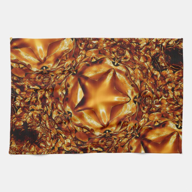 Eleganter Chic Copper Gold Weihnachtsstar Handtuch (Horizontal)