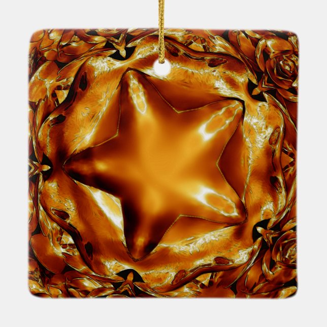 Eleganter Chic Copper Gold Weihnachtsstar Keramikornament (Rückseite)