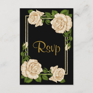 Eleganter Chic Corner Elfenbeinküste Rose Hochzeit RSVP Karte
