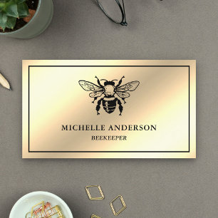 Eleganter Chic Cream Gold Foil Honey Beekeeper Visitenkarte