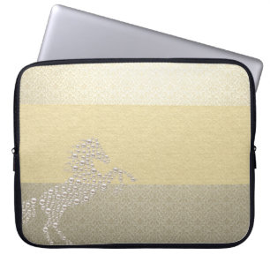 Eleganter Chic Damast Pferd Perlen Laptopschutzhülle