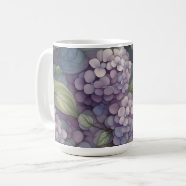 Eleganter, chic dusty lila boho Aquarellblume Kaffeetasse (Vorderseite Links)