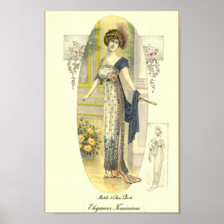 Eleganter Chic Edwardian French Fashion Plate Poster