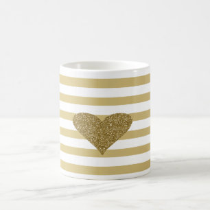 Eleganter Chic Falsches Gold Glitzerndes Herz Auf Tasse