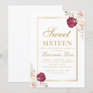 Eleganter Chic Floral 16 . Geburtstag 16 Geburtsta Einladung