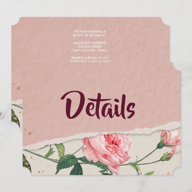 Eleganter Chic Floral Einladung (Vorne/Hinten)